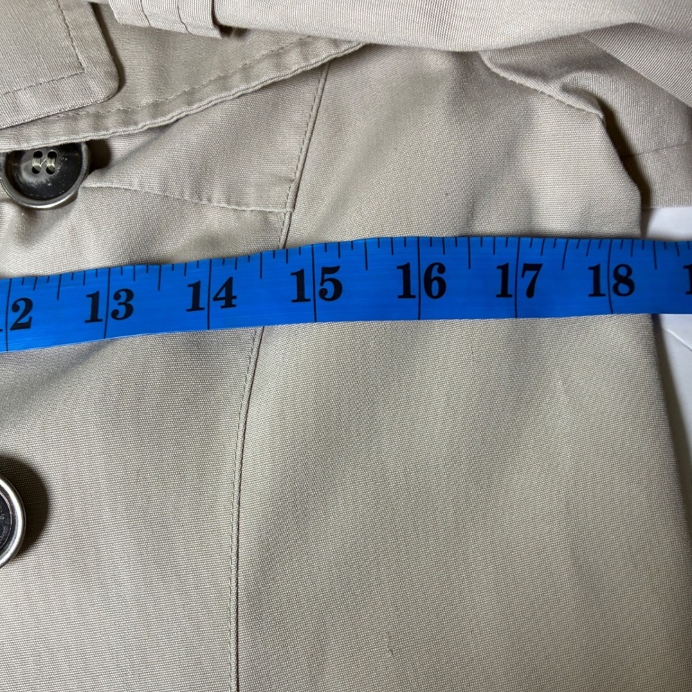 London Fog Double Breasted Trench Coat Tan Cotton Blend Petite 8P - Picture 7 of 9